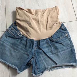Blue indigo maternity shorts